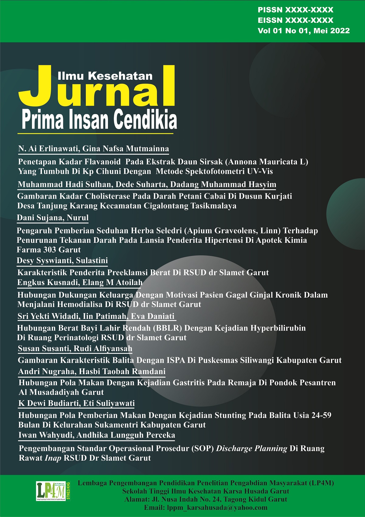 Jurnal Ilmu Kesehatan Prima Insan Cendikia Vol 01 No 01 Mei 2022